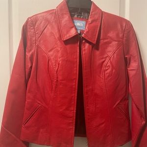 Red leather jacket